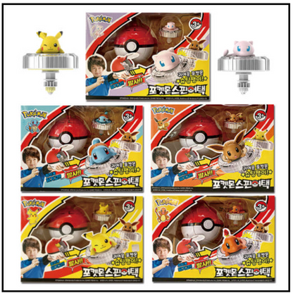 Pokemon Spin Attack 5 Characters Beyblade Style Korean Toy