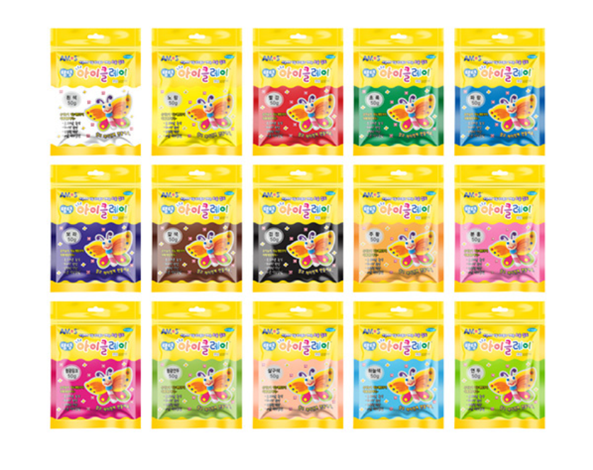 [ Amos iClay ] Amos clay 50g (1.8oz) set 15 colors Magic clay Soft effect clay