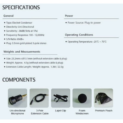 EDUTIGE Uni-Directional Microphone ETM-008 For Digital Voice Recorders