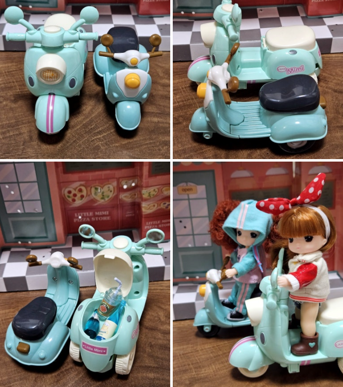 Mimi World Where are you going? Little Mimi Doll Pizza Delivery On a Scooter