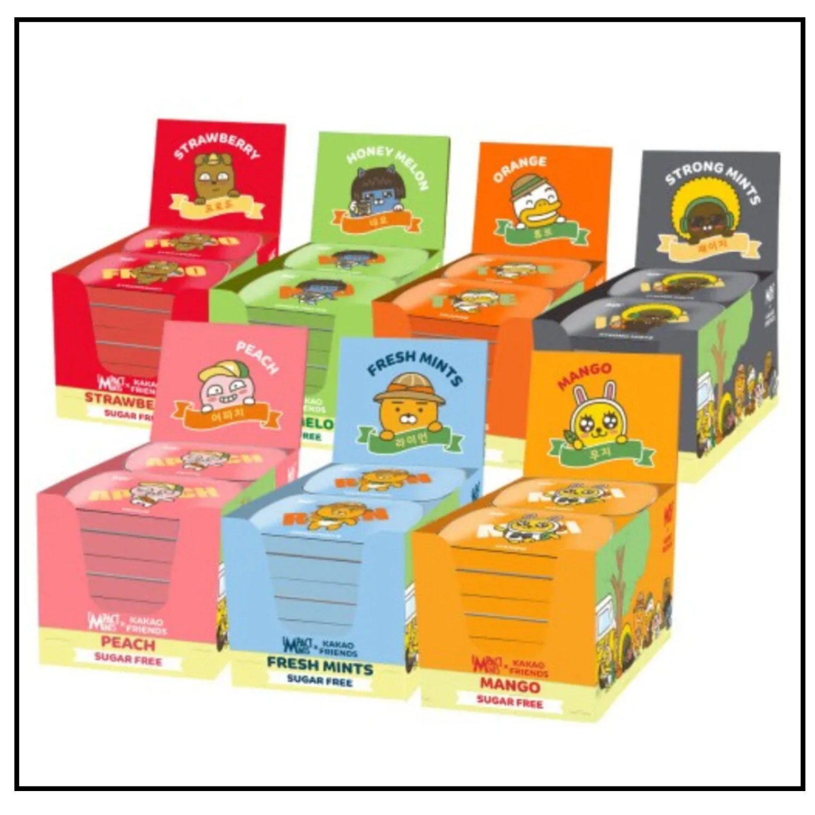 Impack Mints x Kakao Friends No Sugar Candy 7type Peach Strong Fresh Mints Mango