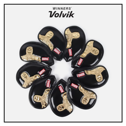 New Volvik Marvel Golf Ironman Iron Head Cover 9Pcs Glove for Club Authentic