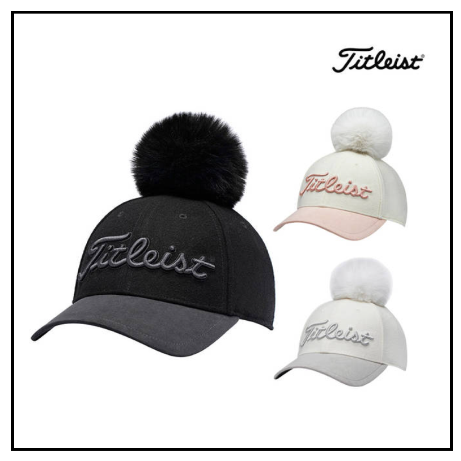 Titleist Golf Hat Woman's POM POM WOOL Cap 3 Color