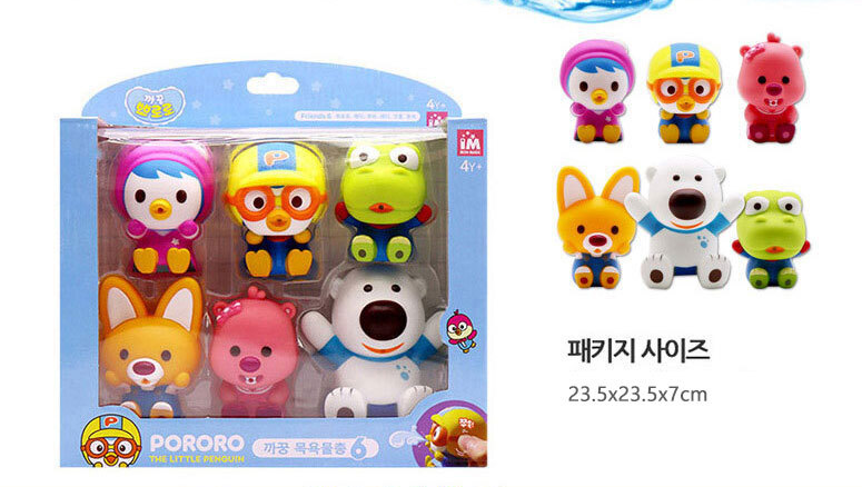 Pororo & Friends Bath Toy (6pcs) Pororo+Crong+Loopy+Eddy+Petti+Poby