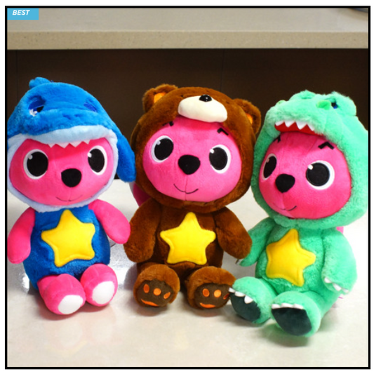 [ 3 Type *] Pinkfong Wonder Plush Doll Shark Dino Bear 30cm Animation Korea