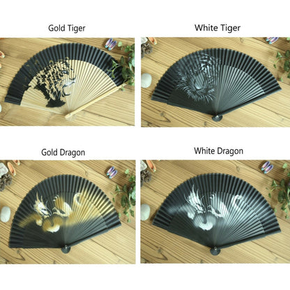 Folding Silk Hand Fan Tiger Dragon 4 Types Oriental Hand-painting Korean Crafts