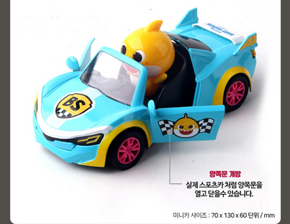 Pinkfong Baby Shark Diecast Metal Mini Car 3 Set Door Open Pull Back Sports Car