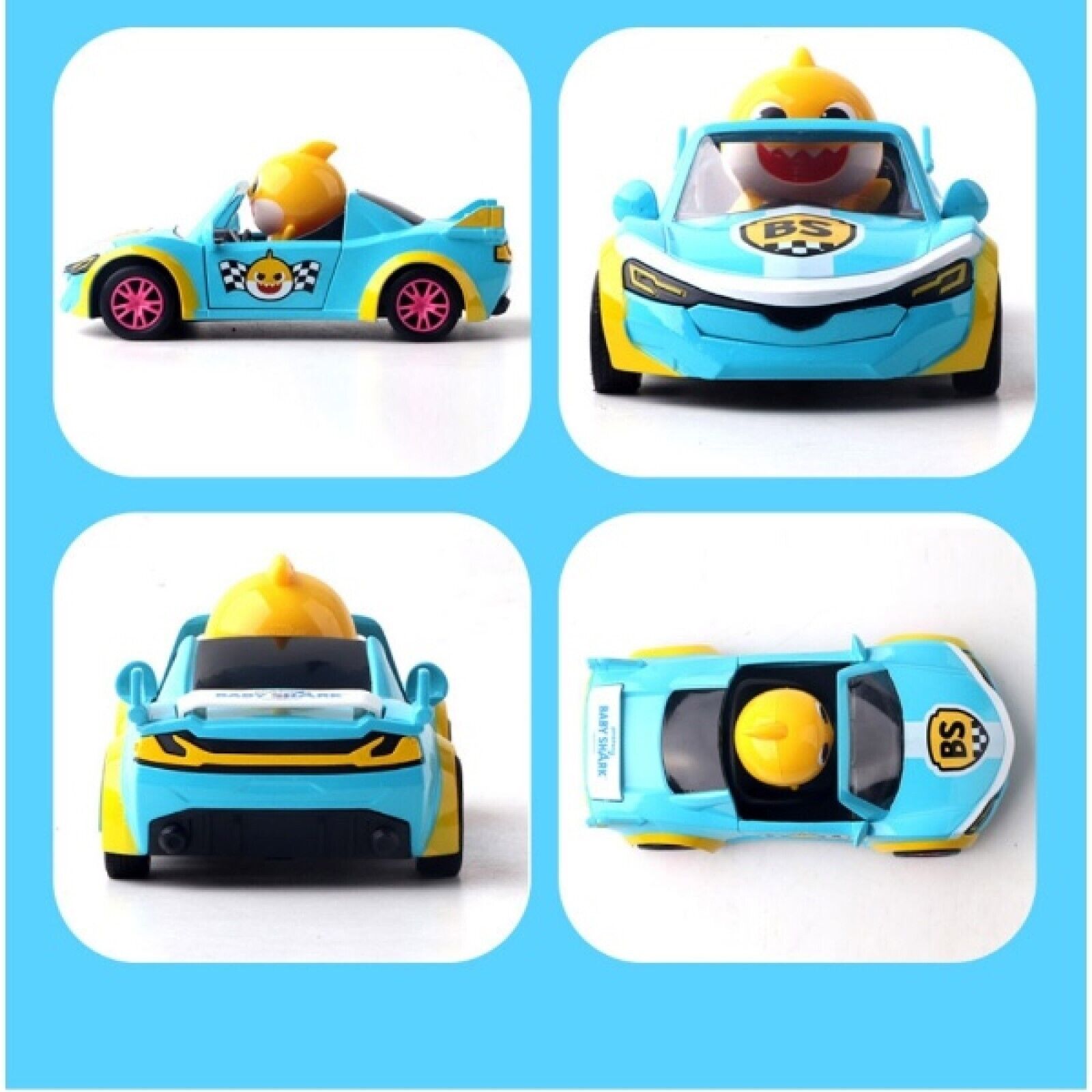 Pinkfong Baby Shark Sports Car Pull Back Door Open Diecast Mini car