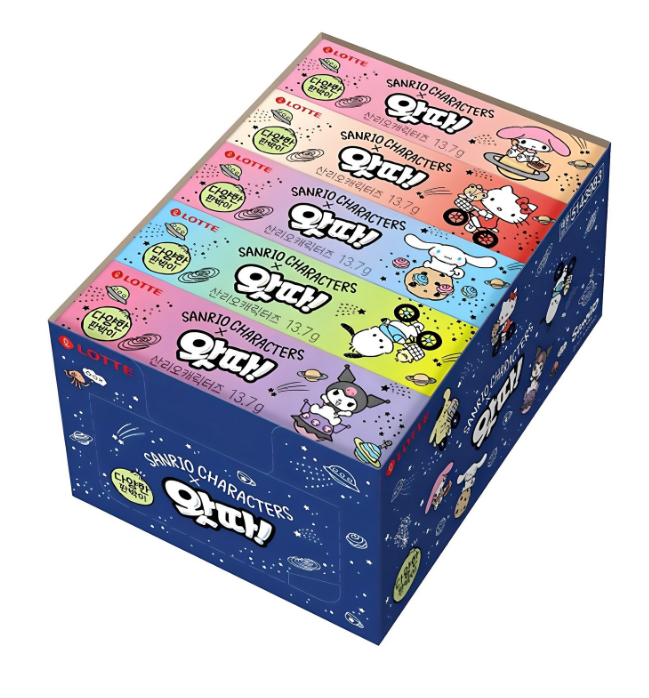 LOTTE WATTA Gum x Sanrio Characters - 13.7g * 25packs (1 BOX) / Korean Snack