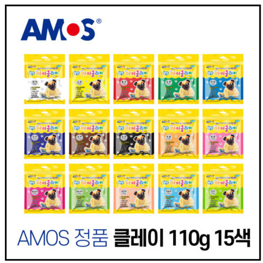 [ Amos iClay ] Amos clay 110g set 15 colors Magic clay Soft effect clay / Korea