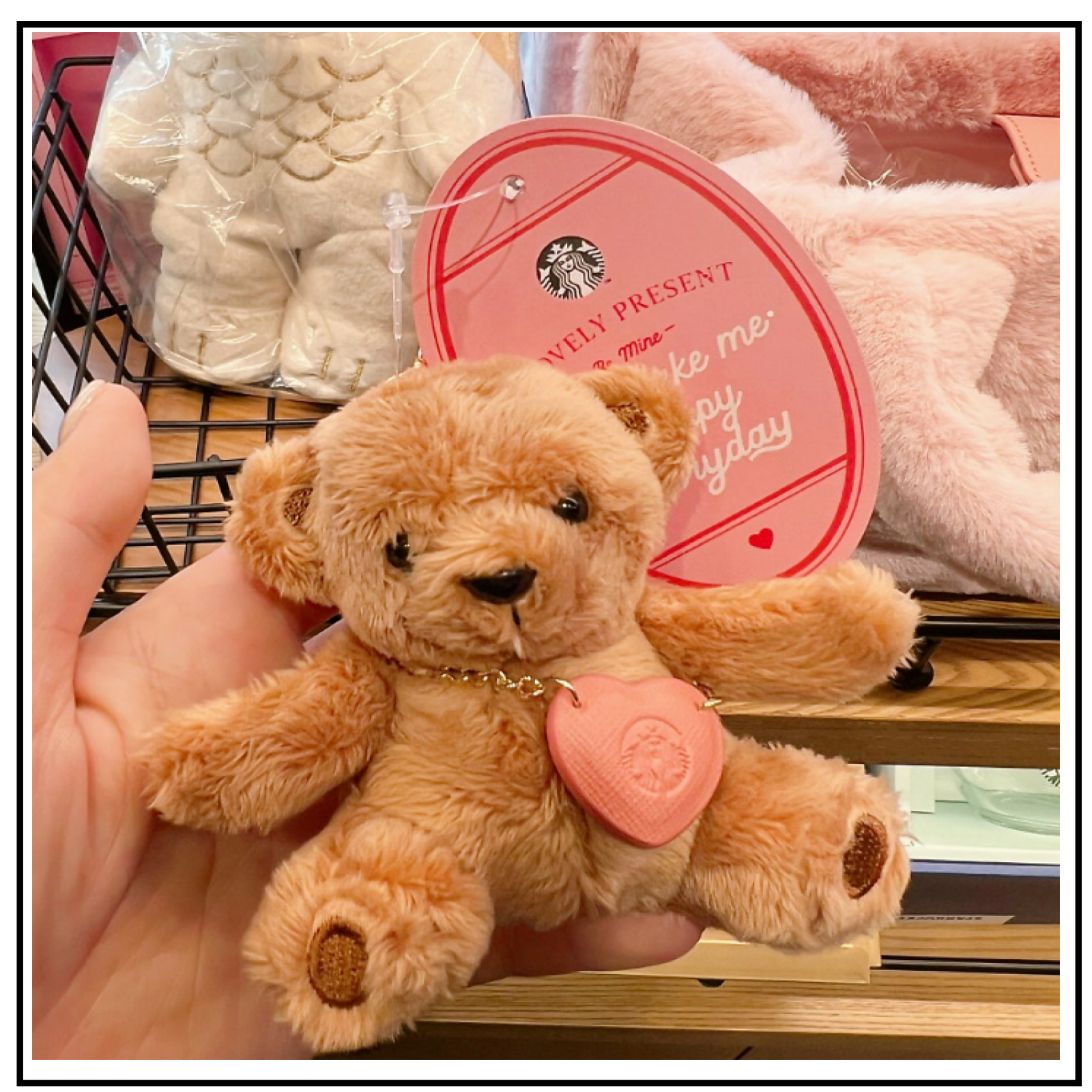 Starbucks Korea 2024 Be Mine Bear Fabric Key Chain Valentine Promotion keychain