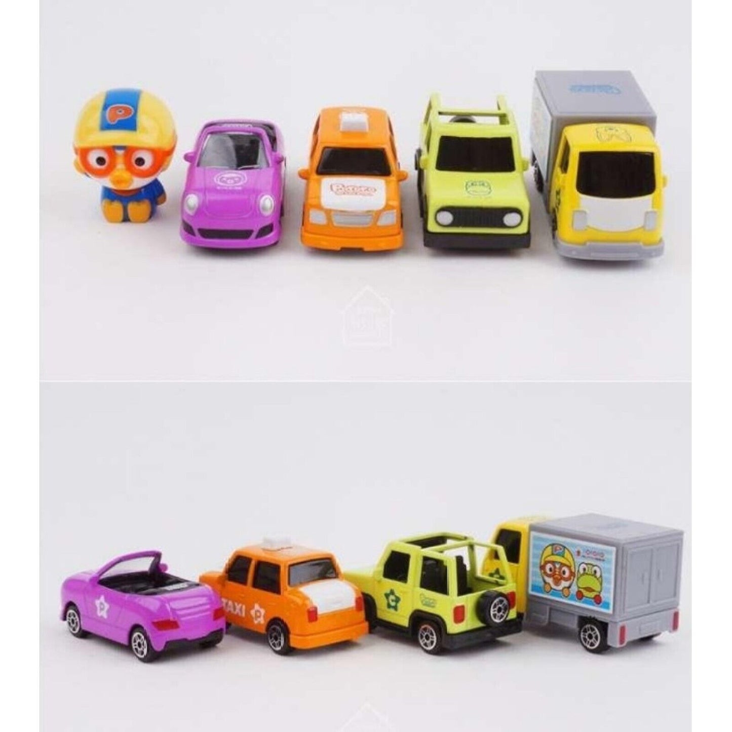 Pororo Diecast Metal Mini Car 4 & Figure 1 Set Taxi Truck Korean Kids Toy