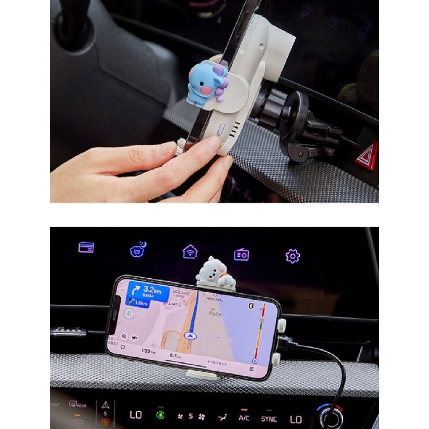 LINE FRIENDS BT21 Minini Wireless Car Charger Phone Holder Mount Fast Charging