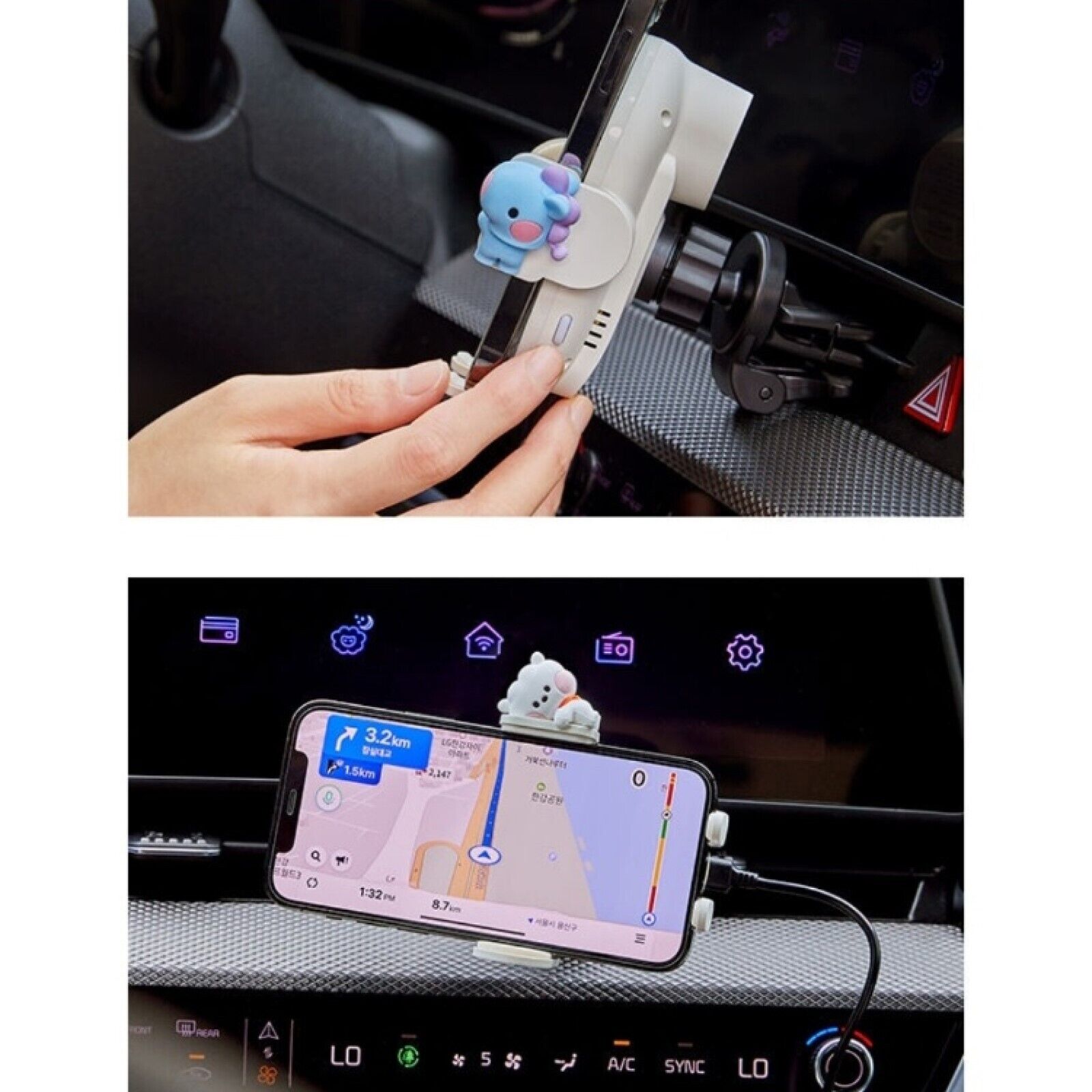 LINE FRIENDS BT21 Minini Wireless Car Charger Phone Holder Mount Fast Charging