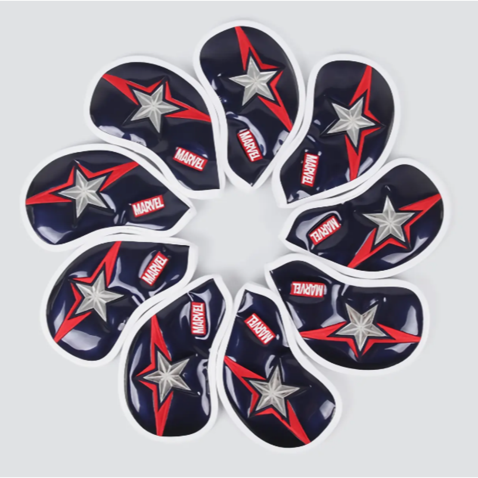 New Volvik Marvel Golf Captain America Iron Head Cover 9Pcs for Club Authentic
