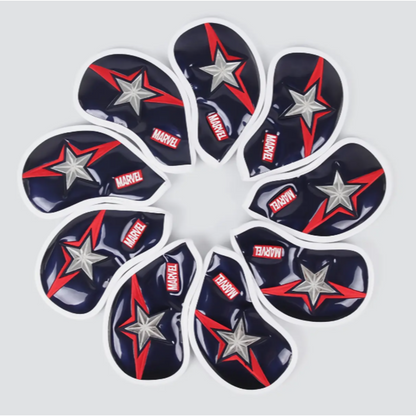 New Volvik Marvel Golf Captain America Iron Head Cover 9Pcs for Club Authentic